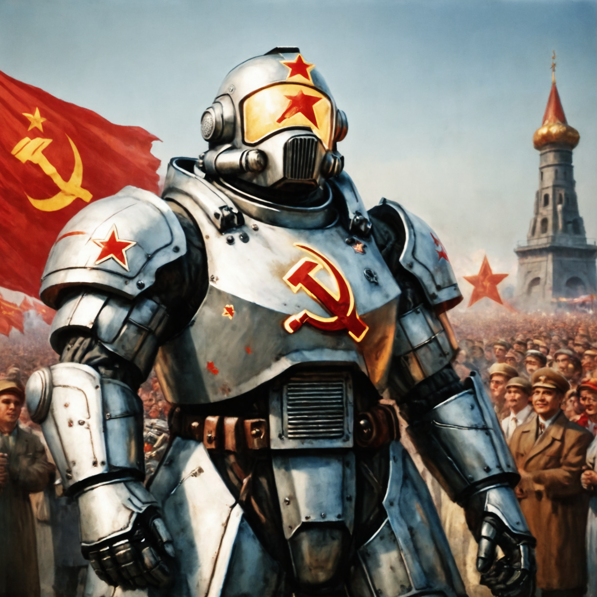 03645-3085723212-Professional photography of Soviet power armor is standing on festival with lots of happy people around him, heavy armor, full b.png